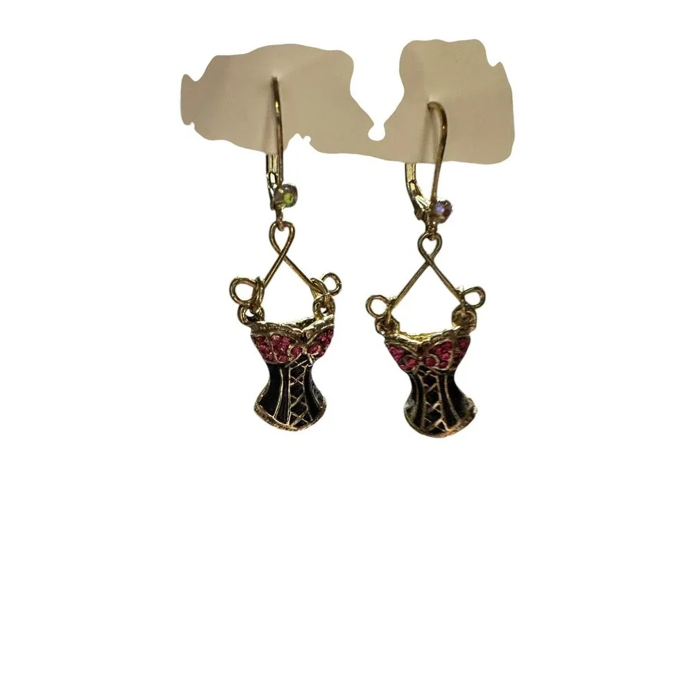 VINTAGE RARE Betsey Johnson Gold Crystals earrings 